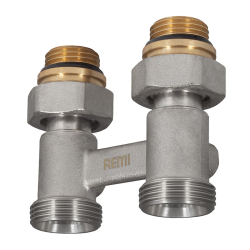 Кран радиаторный REMI прямой для нижнего подключения (бинокль) 3/4”х1/2”