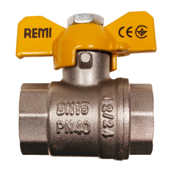 Кран газовый шаровый никелированный Remi ВВ 3/4”