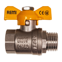 Кран газовый шаровый никелированный Remi ВН 3/4”