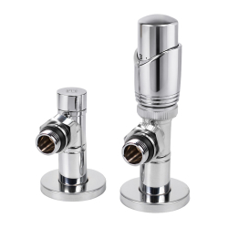 Дизайн краны радиаторные Ideale Solo с термоголовкой 1/2”x1/2” ВН хром угловые