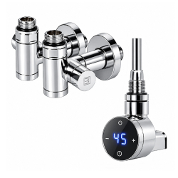 ТЭН для полотенцесушителя Onlyheat Argent Chrome Pro 0.6 кВт + краны под ТЭН Ideale Senso, хром