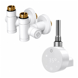 ТЭН для полотенцесушителя Onlyheat Ivory White Pro 0.6 кВт + краны под ТЭН Ideale Senso, белый